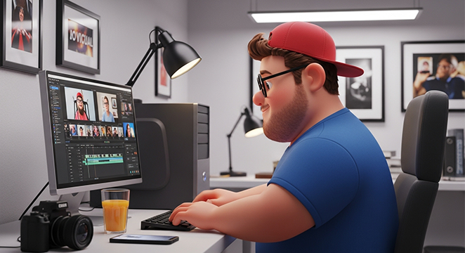 Editor trabajando en computadora